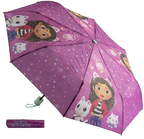 Undercover - ombrello pieghevole Gabby's Dollhouse - ombrello tascabile con custodia protettiva - diametro 94 cm - leggero e ideale per le mani dei bambini
