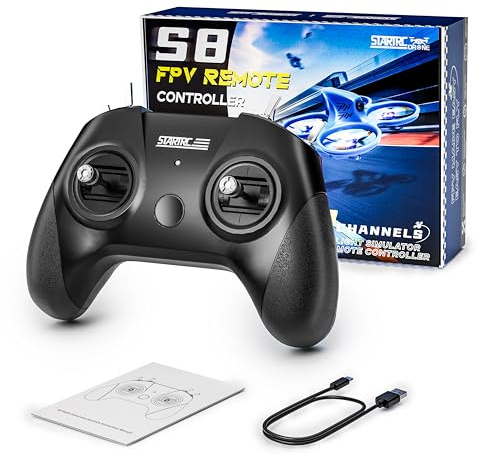 STARTRC S8 RC Flight Simulator Fernbedienung- 8 Kanäle FPV Drohne Games Controller Unterstützung Populäres System&Plattform- Ideal für Anfänger Piloten Berufsausbildung Erfahrung(Modus 2) (Schwarz)