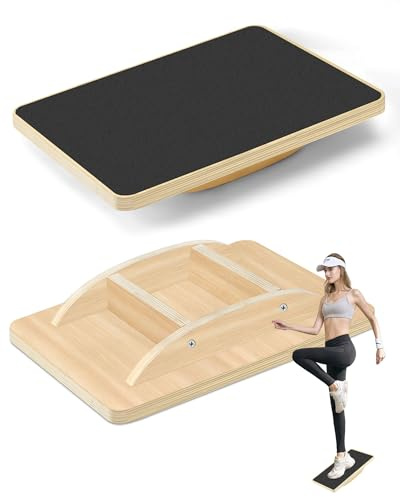 Wobble Balance Board, Rocker Boards for Under Desk, Anti Slip Roller, Core Strength, Stability, Office Wobble Boards for Standing, Core Training, Gym Home Workout ect (Log color)