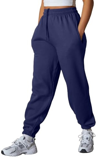 NetSetUK Women's Joggers Plain Tracksuit Jogging Bottoms with Zipper Pockets Elastic Waist Regular Fit Tapered Leg Sweatpants Cuffed Trousers Drawstring Workout Gym Sport