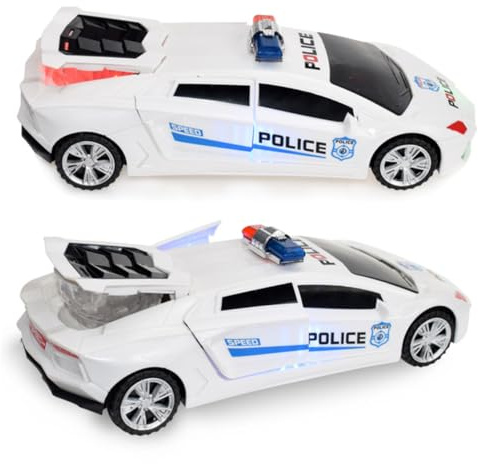 MAJORMENCH Voiture Police Éclairage Musical Rotation avec Portes Ouvertes Garçon Fille sans Piles