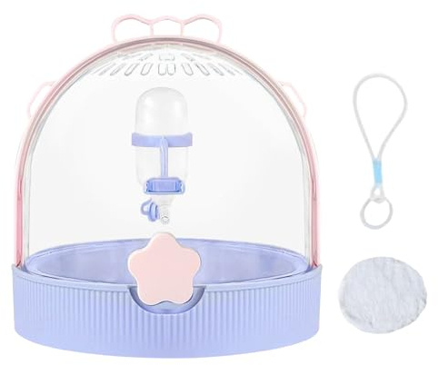 Jaula para hámster – Caja de transporte para animales pequeños – Caja portátil para mascotas con botella para conejos, pájaros, ratones, gerbil, camping, viaje por carretera, vacaciones, paseo