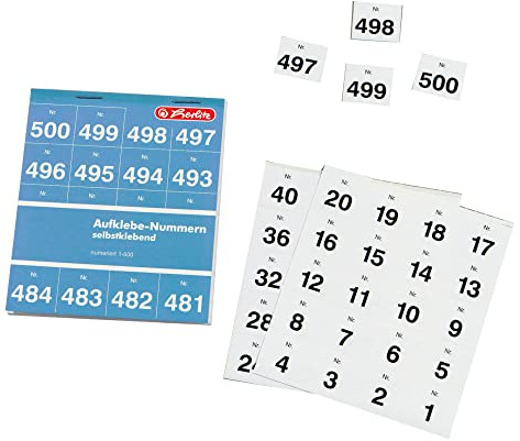 Herlitz Numeri adesivi da 1 a 500, colore nero, 25 x 21 mm, 791871