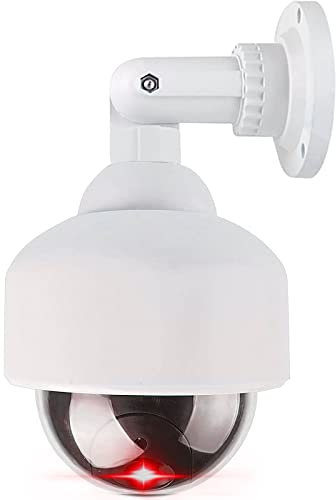 WALI Dummy CCTV Camera, Fake Security Dome Camera with 1 Flashing Red LED Light and Security Alert Sticker Decal, Indoor Outdoor Use, White (DOW-1)
