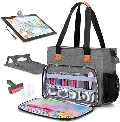 Luxja Tragetasche für LED Licht Pad, A4 Leuchttisch Leuchtplatte Aufbewahrungstasche, Reisetasche für Diamond Painting Tools und Zusätzlich Zubehör, (NUR EINE Tasche), Grau