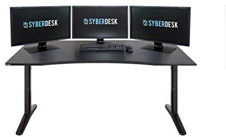 SyberDesk XXL Bureau Gaming LED et Port USB pour Joueurs, système Ambilight, Ergonomique, Bureau Gaming 170cm