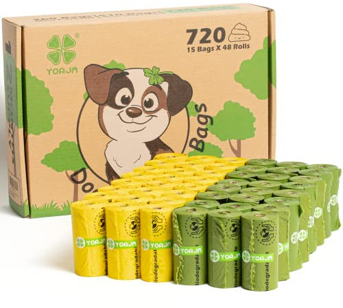 YORJA Hundekotbeutel biologisch abbaubare kotbeutel für hunde, 720 Stück, auslaufsicher,extra groß,dick und stark