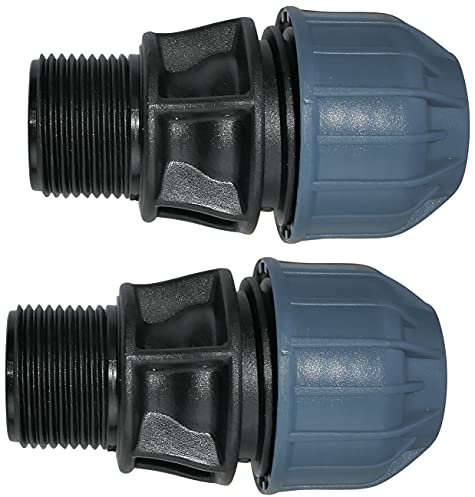 AERZETIX - C51924 - Juego de 2 - Manguito/adaptador roscado - reductor de compresión recto - conexión rosca macho 3/4'' - para tubería de agua Ø20mm - en polipropileno - conector/reparador