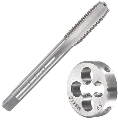 Saipor M8 X 1 Metrisch Gewindeschneid und Gewindeschneideisen M8 x 1,0mm HSS Gewindebohrer und Schneideisen, Rechtsgewinde Feingewinde Schneider, Gerade Geriffelt Gewindeschneider