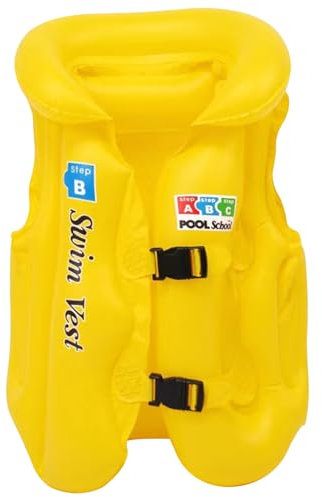 Schwimmweste für Kinder, aufblasbare PVC-Schwimmweste für Kleinkinder mit Kopfschutz, Sicherheits-Rettungswesten für Kinder mit Doppelschnalle, tragbare für, L, f
