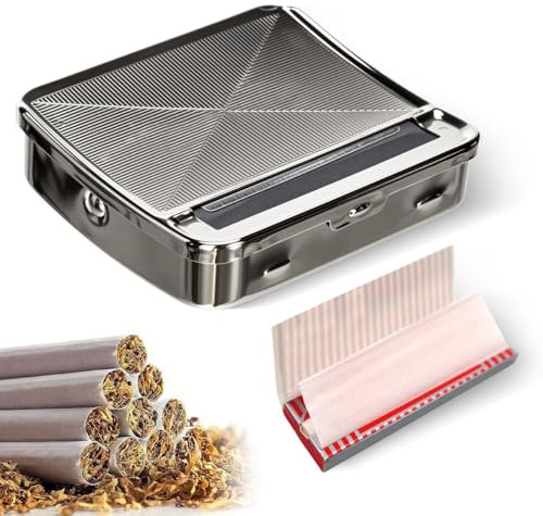 Zigaretten Rollbox Tabak Drehmaschine, Stopfmaschine & 50 Longpapers – Rollmaschine mit 6-8mm Durchmesser, Joint Roller & Zigarettenpapier 70mm | Zigarettenroller Cigarette Machine -dY8x1