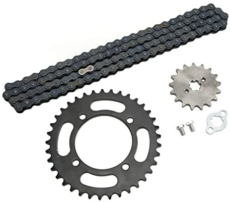 Ausla Kit de Chaîne 420 avec Pignon Avant 37T 155mm et Pignon Arrière 17T, pour Mini Moto, VTT, Kart 50-125cc