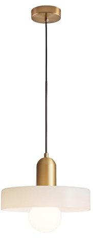 EKSED Lampe Suspended Vintage en Verre avec Base E27, Lampe Suspendue Réglable, Idéale pour Salon, Chambre, Cuisine (Blanc, 25cm)