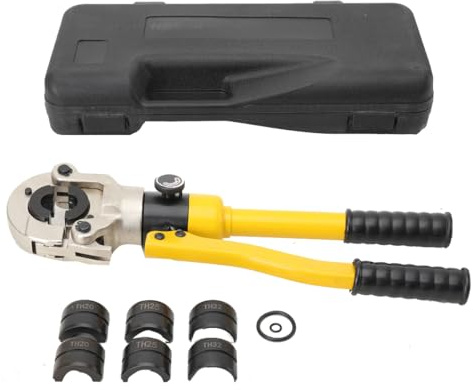 CDZHLTG Pince à Sertir Hydraulique 6 Tonnes, Pince à Sertir Multicouche avec 4 Matrices TH (16 20 25 32 mm) pour Tubes PER, Multicouche, Alu/PE et Raccords Laiton, Sertisseuse Tête Pivotante à 360°