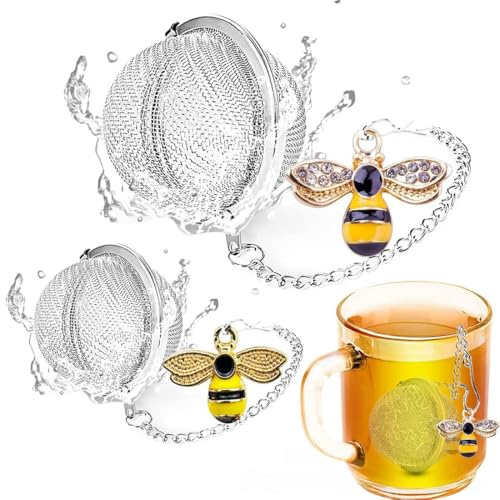 EJRUP 2Pz Infusore per Tisane, Infusore Tè, Infusore a sfera da tè, con Ciondolo a Ape, Ideale per teiere, tazze e tazze