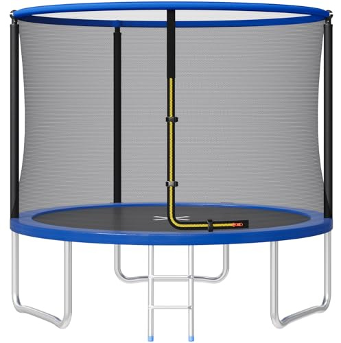 JUMMICO Trampolino da Giardino Trampolino per Bambini con Scaletta e Rete di Sicurezza Ø 183/220/290/360cm Tappeto Elasticoper Adulti e Bambini