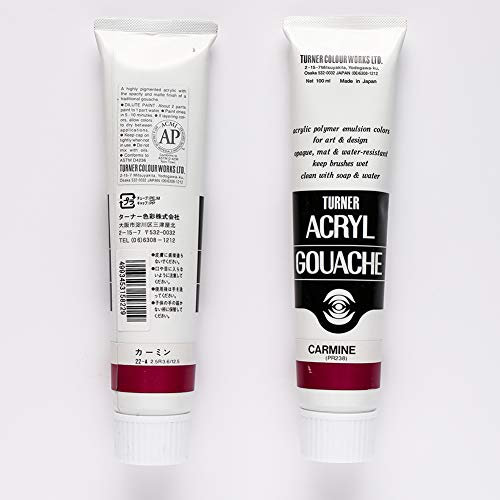 Turner Colour Works Acryl Gouache Artist Acrylic Paint - Single 100 ml Tube - Carmine