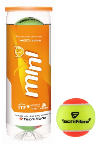 Tecnifibre Mini 3 Tennis Balls Plastic Tubes (Stage 2 - Orange)