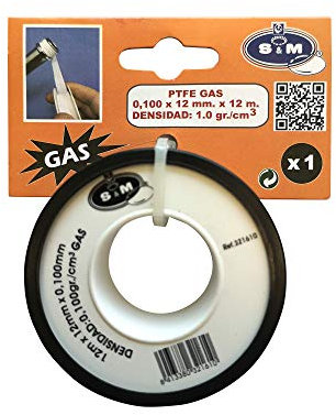 S&M 321610 Teflon fontanería alta densidad gas resiste hasta 250°, blanco