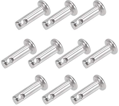 sourcing map Single Hole Clevis Pins - 3mm X 10mm Flat Head 304 Stainless Steel Link Hinge Pin 10Pcs