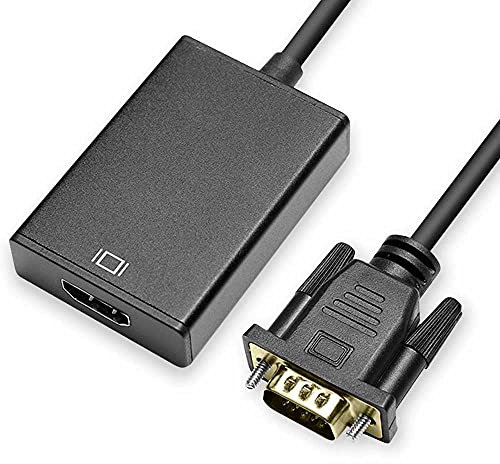 OcioDual Adattatore Convertitore da VGA Maschio a HDTV Femmina con Cavo di Audio Mini Jack 3,5mm 1080p HDTV Nero per PC