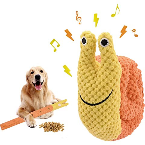 Jodsen Juguete para Mascotas de Caracol, Juguetes de Peluche para Mascotas, Entrenamiento para Descomprimir Juguetes para Perros, Suministros para Mascotas Molares para Olfatear (Orange+Yellow)