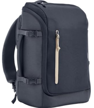 HP Travel, Zaino per Notebook da 15.6”, Creato con Materiale Riciclato, Scomparto per Computer e Tablet, Tasche Interne Imbottite, Impermeabile, 25 Litri Espandibili fino a 30, Blu Scuro