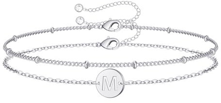TINGN Buchstaben Armband für Damen - Silber Armband mit Buchstabe M - Personalisierte Armbänder als Geschenke für Frauen, Freundin und Mädchen