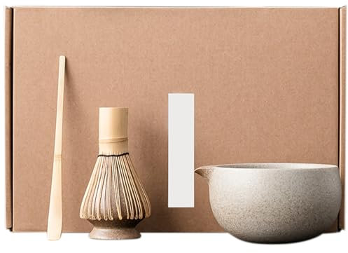 Matcha-Set enthält Matcha-Schneebesen, Schüssel, Löffel und Schneebesenhalter. Japanisches Tee-Set, manuelles Matcha-Set für Teeliebhaber, Stil 1