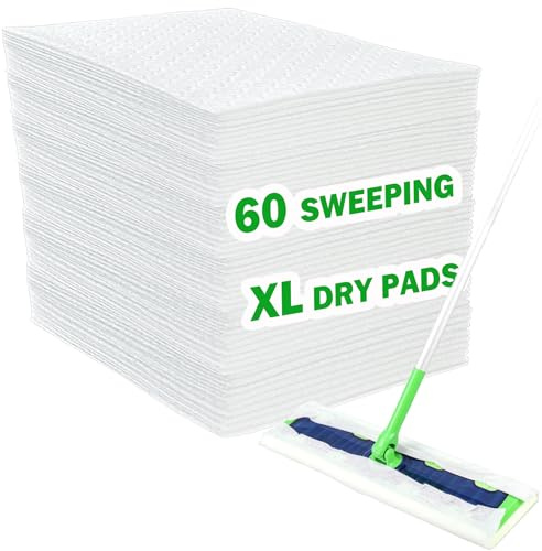 SoliFairy XL Dry Sweeping Cloth Refills for Swiffer Sweeper X-Large Mop, XL Disposable Dry Pads Refills, Pet Hair Dust Heavy Duty Dry Floor Cloth Refills for Floor Sweeping and Cleaning, 60 Count
