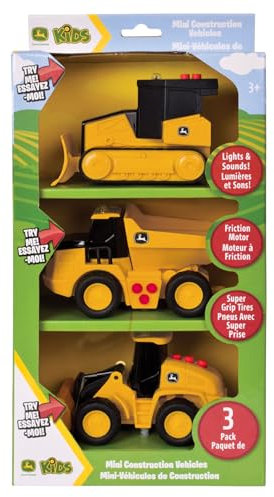 John Deere 3-Pack Realistic Set Lights and Sound 5 Farm Construction Vehicles
