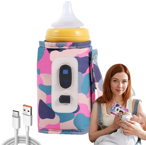 Calentador de biberones portátil | Calentador de biberones digital portátil USB | Bolsa de botella de temperatura de 5 engranajes ajustable para viajes