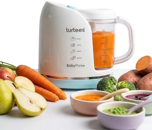 Turtees Baby Food Maker 4-in-1 – Steam, Blend, Chop & Defrost Baby Food Processor | One-Touch Operation | BPA-Free | Homemade Baby Puree Maker for Infants & Toddlers