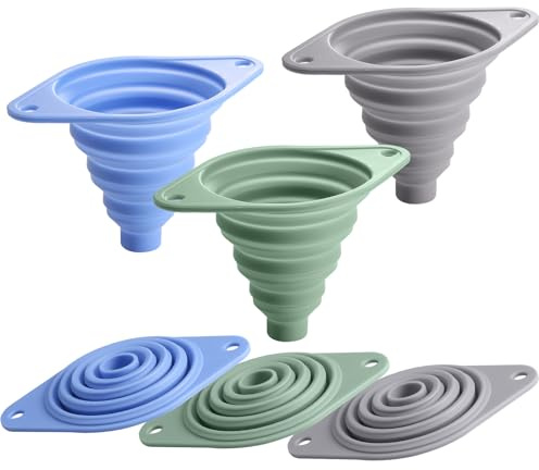 Kitchen Funnel Set 3 Pack, Collapsible Silicone Funnel for Kitchen Use Filling Bottles Liquid Food Transfer
