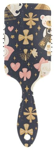 Mr &mrs Animal Bear Peach Gold antistatisk hårborste för tunt hår designad hårbotten massageborste för kort hår med ergonomiskt handtag för cabello