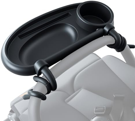 DeJivsin Bandeja Universal para Cochecito de Bebé, Bandeja para Aperitivos, Giratorio 360 Grados, Soporte para Bebidas, Adecuado para la Mayoría de Cochecitos con Reposabrazos