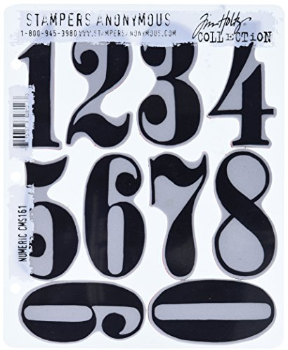 Stampers Anonymous Tim Holtz Cling Rubber Stamp Set, 7 by 8.5-Inch, Numeric