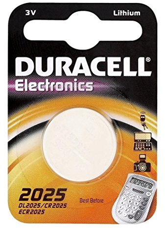 Battery Duracell electronics, USA Code 2025, IEC Code CR2025, electronics 3.0 V