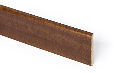 TWE - Tucci Wood Essence Battiscopa in Legno Tanganika Moderno per Interni Made in Italy Resistente a Lavaggi al 100% Tinto Noce Chiaro Confezione x1 (10x70x2400) mm