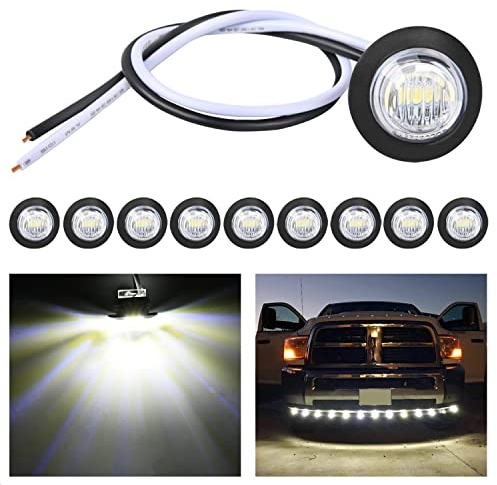 Nilight 10 PCS 3/4 Inch Round LED Clearance Light Front Rear Side Indicator Bullet Marker Lamp for Truck RV Car Bus Trailer Van Caravan Boat, White