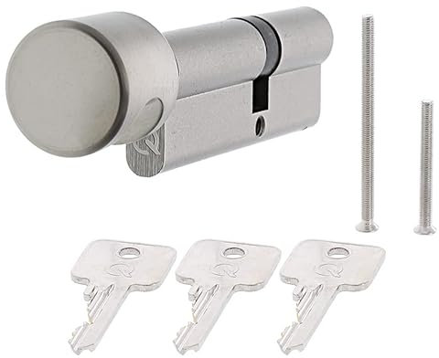 QPlus24 Knaufzylinder gleichschließend Schließzylinder mit 3 Schlüssel und Einkaufswagenlöser Türschloss Haustür Sicherheitsschloss 35/40K gs3