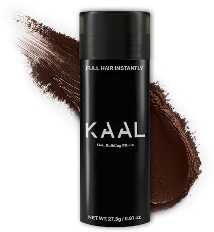 KAAL Hair Fibers | Hair Powder - (27.5g, Dark Brown), Refillable Bottle Hair Filler for Thinning Areas - For Men and Women