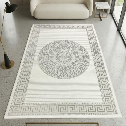 CARPETIA Matta vardagsrumsmatta gästrum modern ädel elegant matta kort lugg glänsande krämgrå 120 x 170 cm