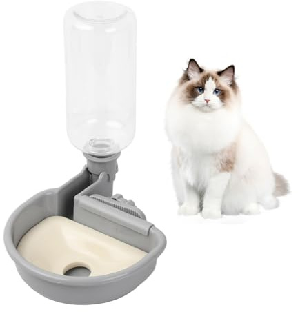 Distributeur d'eau pour animaux domestiques, 480 ml, abreuvoir à suspendre pour chien, abreuvoir lapin pour cage, bol d'eau, support d'alimentation automatique pour chat, petit chien (gris)