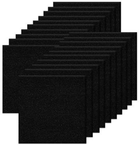 Orgthin Carpet Tiles Peel and Stick, Self Adhesive Carpet Floor Tile 30 x 30 cm, Black Soft Padded Flooring Sticker, Home Decor for Bedroom, Living Room, Office, 20 Tiles per Box, 1.8 sq m per Box