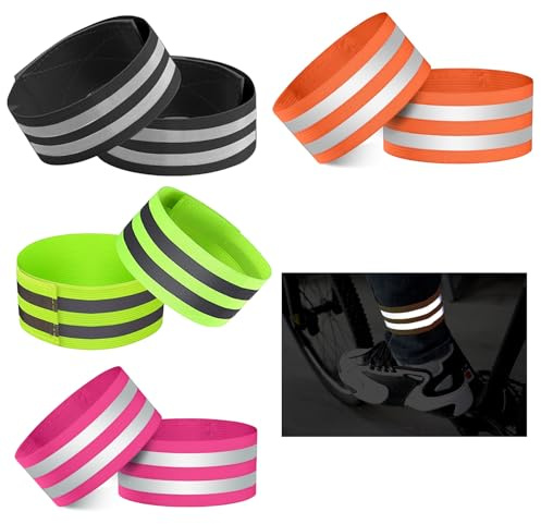 12 Pièces Clip de Pantalon Réfléchissant à Vélo, Bracelets Réfléchissants, Brassard Réfléchissant Vélo, Pinces à Pantalon Vélo, Bande Réfléchissante de Sécurité pour Course à Pied Vélo Jogging