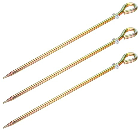 sourcing map Lot de 3 tiges de terre colorées en zinc galvanisé 0,4 m avec trou de mise à la terre pour antenne parabolique clôture électrique