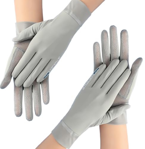 Kaslaider Gants de Protection Solaire pour Femme, Gants été Tactile Respirant en Maille, 2 Paires Soleil UV en Soie Glacée Respirants pour Conduite Cyclisme Randonnée Pêche Golf
