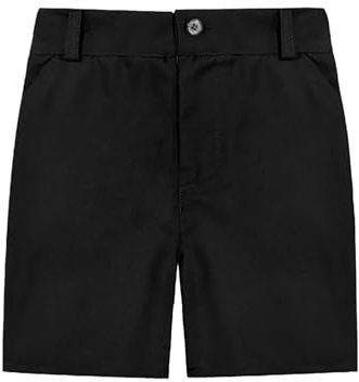Generisch Short en jean court pour garçon, extensible, vêtements d'école, pour enfants, devant plat, chino sergé, short décontracté avec poches, couche de bain pour garçon, Noir , 13-14 ans