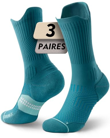 Juclise Compression Running Crew Socks Coolmax Bamboo Moisture Wicking Cushioned Anti-Blister Walking Hiking Tennis sports trainer gym golf support Twlight Green 8-12